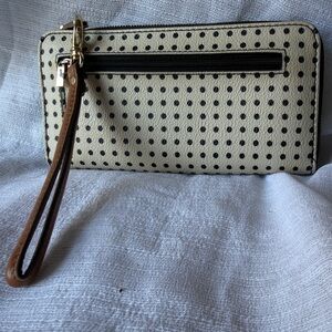 Fossil Black and White Polka Dot Wristlet